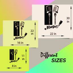 In-Style Decals Wall Vinyl Decal Art Sticker Music Microphone Bedroom Recording Studio Karaoke Singer Removable Mural Unique Design 1470 - thumbnail 2