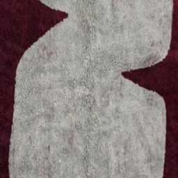 Hand Tufted Abstract Wall Hanging Rug - Burgundy & Gray Modern Wool Art Minimalist Textile Home Decor - thumbnail 2