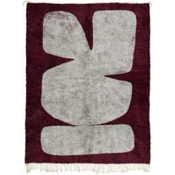 Hand Tufted Abstract Wall Hanging Rug - Burgundy & Gray Modern Wool Art Minimalist Textile Home Decor - thumbnail 3