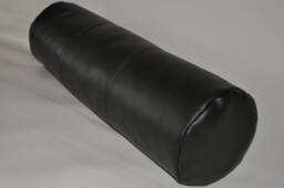 "Black Faux Leather Round Bolster Cushion With Filler 20"" Long X 6"" Or 8" - thumbnail 1