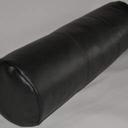 "Black Faux Leather Round Bolster Cushion With Filler 20"" Long X 6"" Or 8" - thumbnail 2