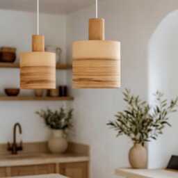 Set Of 2 Olive Wood Kitchen Island Light, Mid Century Modern Chandelier, Illuminate Your Space With Rustic Charm Ceiling Light - thumbnail 3