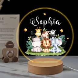 Personalised Animal Gifts For Kids Led Desk Table Lamp Nursery Night Light Gifts Girls Children Birthday 7 Colours Flashing - thumbnail 1