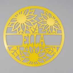 Personalised Sunflowers, Garden, Teenager Girls Bedroom Decor, Name Sign Name, Door Or Wall Hanger in Acrylic Wood - thumbnail 4