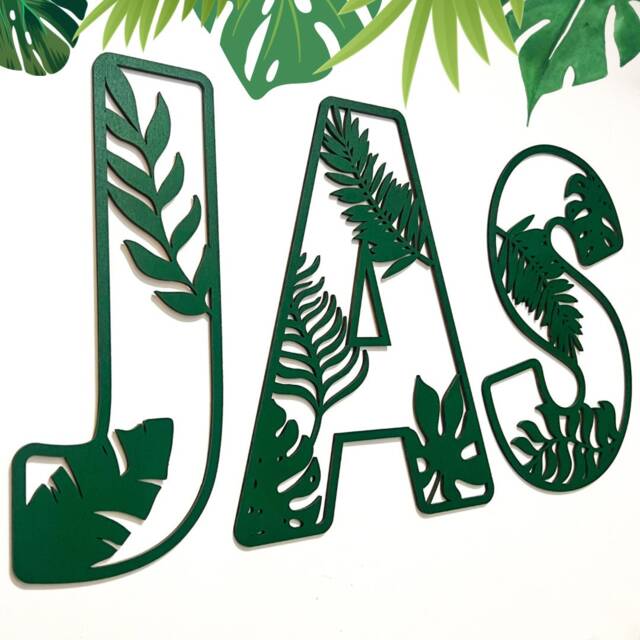 Tropical Name Sign - Leaf Letters- Personalised Custom Decor Safari Theme Wall Art Jungle Themed - image 1