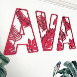 Tropical Name Sign - Leaf Letters- Personalised Custom Decor Safari Theme Wall Art Jungle Themed - thumbnail 2