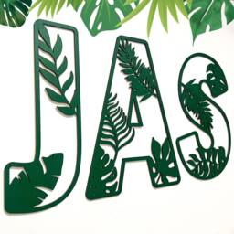 Tropical Name Sign - Leaf Letters- Personalised Custom Decor Safari Theme Wall Art Jungle Themed - thumbnail 1