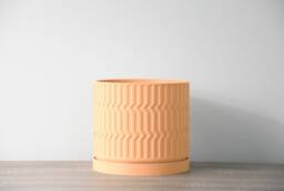 "Mabel Planter With Drainage & Saucer in Orange Sherbet, Boho 3D-Printed Plant Pot, Small To Large Sizes 4"" 5"" 6"" 7"" 8"