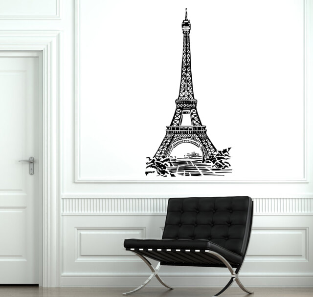 Wall Decal Paris France Eiffel Tower Romantic Travel Vinyl Sticker 1822Dz - image 1