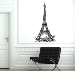 Wall Decal Paris France Eiffel Tower Romantic Travel Vinyl Sticker 1822Dz - thumbnail 1