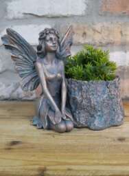 Kneeling Fairy Themed Planter - Home Accessories Gift Plant Pot Ornament - thumbnail 2