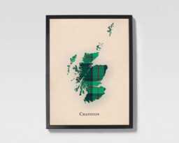 Clan Cranston Scottish Tartan Map - Of Scotland Family Wall Decor, Ready To Hang - thumbnail 1