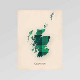 Clan Cranston Scottish Tartan Map - Of Scotland Family Wall Decor, Ready To Hang - thumbnail 2