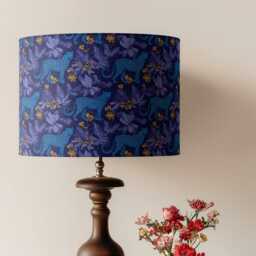Blue Purple Leopard Print Velvet Lampshade Drum Lamp Shade 25cm 30cm 35cm 40cm 45cm Ceiling , Table Animal Print, Luxury - thumbnail 4