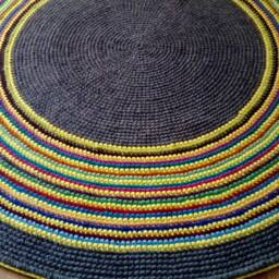 Handmade Round Wool Rug, Colorful Striped Area Carpet - thumbnail 4