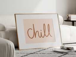 Chill Neutral Brown Print - Cosy Vibes Living Room Prints, & Beige Boho Wall Art, Brown Print, Lets Chill Boho Bedroom Art - thumbnail 1