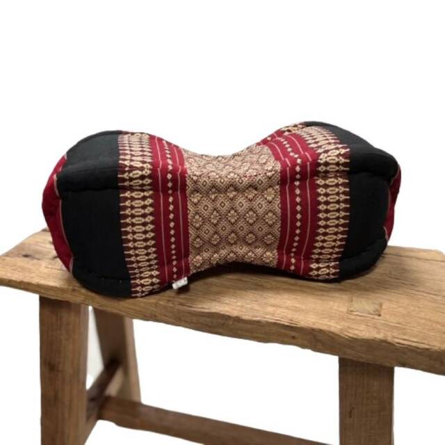 Kapok Thai Peanut Pillow/Cushion - Red & Black Pattern Design , Yoga, Meditation. Neck Support Kap/Pnut-Sf09 - image 1