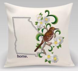 Georgia Brown Thrasher & Cherokee Rose Medley. Embroidered With Feather Insert - thumbnail 1