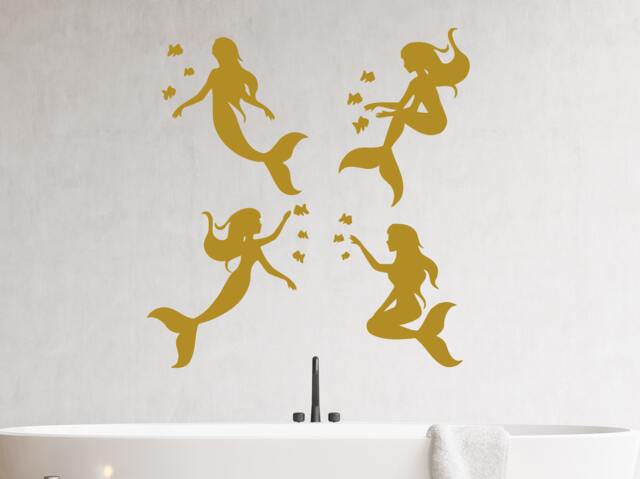 Mermaid Wall Art - Nautical Decals Sea Ocean Animal Fish Decal Vinyl Sticker Bathroom Nursery Home Decor Mural Ms693 - image 1