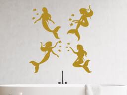 Mermaid Wall Art - Nautical Decals Sea Ocean Animal Fish Decal Vinyl Sticker Bathroom Nursery Home Decor Mural Ms693 - thumbnail 1