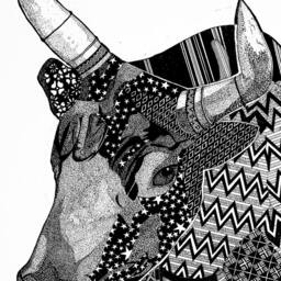 Taureau/Bull - Print Of Original Cracco Animal Pattern Painting - thumbnail 2