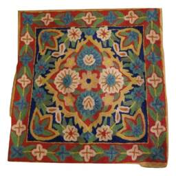 "Handmade Wool Embroidered Floral Cushion Cover - 16""x16" - thumbnail 2