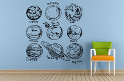 Space Solar System Planets Stars Earth Sun Moon Mars Venus Mercury Neptune Jupiter Wall Room Vinyl Mural Art Decor Decal Sticker L1645 - thumbnail 1