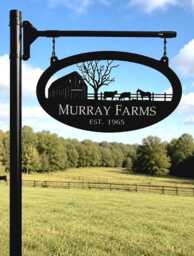 Personalized Metal Sign Custom Barn Scene Artwork Ranch Entrance Farm Rustic Farmhouse Wall Art Country Home Accent Horse Pasture Livestock - thumbnail 1