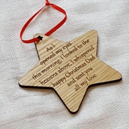 Personalised Wooden Christmas Tree Decoration. Memorial Star - thumbnail 2