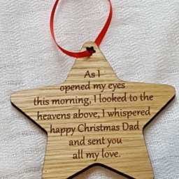 Personalised Wooden Christmas Tree Decoration. Memorial Star - thumbnail 3