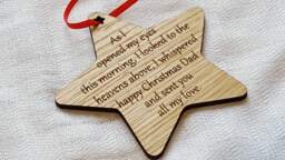 Personalised Wooden Christmas Tree Decoration. Memorial Star - thumbnail 1