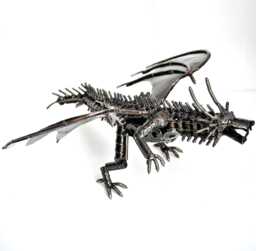 One-Of-A-Kind Dragon Scrap Metal Sculpture, Cool Anniversary Gift, Labor Day Gift For Him, Retirement Gift Him, Welding Sculptures - thumbnail 1