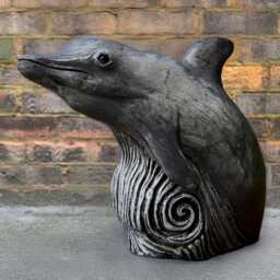Large Dolphin Statue Concrete Figurine Outdoor Ocean Fish Sculpture Cement Whale Decoration Stone Garden Ornament Fishing Lover Gift - thumbnail 2