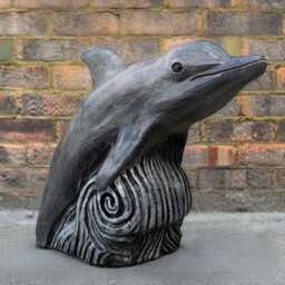 Large Dolphin Statue Concrete Figurine Outdoor Ocean Fish Sculpture Cement Whale Decoration Stone Garden Ornament Fishing Lover Gift - thumbnail 1