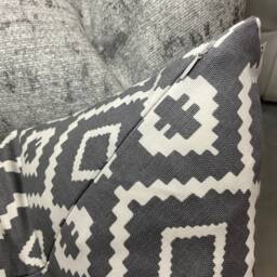 Scandi Retro Geometric Cushion Cover , Pillow Sham, 100% Cotton, John Lewis Nazca Fabric, Steel Grey/White - thumbnail 4