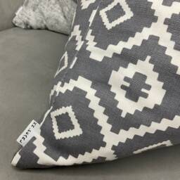 Scandi Retro Geometric Cushion Cover , Pillow Sham, 100% Cotton, John Lewis Nazca Fabric, Steel Grey/White - thumbnail 3