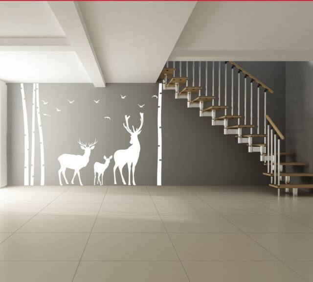 Deer Wildlife Wall Vinyl Sticker - Baby Kit Antler Hunting Decor Hunter Art Animal Decal Nature Decoration Reindeer Label Silhouette Mural - image 1