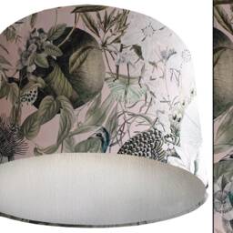 Blush Pink Velvet Lampshade Botanical Peacock Print - thumbnail 3