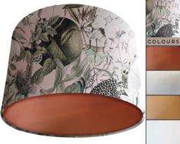 Blush Pink Velvet Lampshade Botanical Peacock Print - thumbnail 1