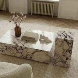 Calacatta Viola Marble Plinth Table, Luxury Coffee Side End Custom Pedestal Decor Stand For Modern Home Interiors - thumbnail 2