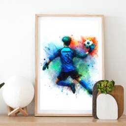 Football Soccer Goalie Personalised Print - Watercolor Gifts - Custom Present Boy Room Decor Personalized Wall Artwork - thumbnail 2