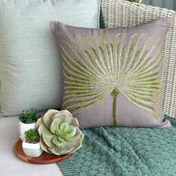 Brown Cotton Linen Beaded Modern Decorative Pillow Sham, 24x24/26x26 Nature & Floral Couch, Sofa, Or Outdoor Euro Sham Cover-Together We Grow - thumbnail 2