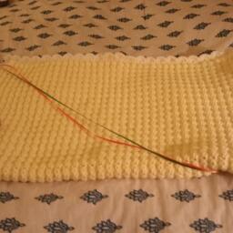 Crochet Baby Blanket, Unisex Yellow & White Edging Shower, House Warming. Ready To Ship - thumbnail 3