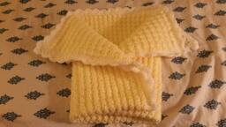 Crochet Baby Blanket, Unisex Yellow & White Edging Shower, House Warming. Ready To Ship