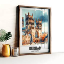Durham Travel Print - Watercolour Poster Design - Wall Artwork UK Gifts Home Decor Art Gift England Picture Painting - thumbnail 1