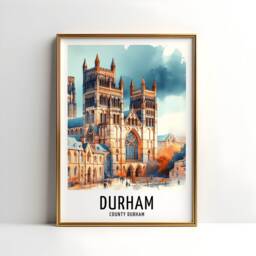 Durham Travel Print - Watercolour Poster Design - Wall Artwork UK Gifts Home Decor Art Gift England Picture Painting - thumbnail 3