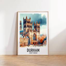 Durham Travel Print - Watercolour Poster Design - Wall Artwork UK Gifts Home Decor Art Gift England Picture Painting - thumbnail 2