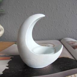 Moon Crescent Tealight Candle Holder Concrete Moon Decor, Unique Gifts Ornament - thumbnail 3