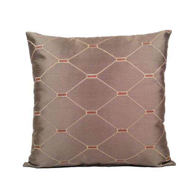 Warm Gray Smokey Taupe Decorative Throw Pillow Cover, Accent Cushion Covers, Silk Blend Embroidery Pillowcase, Designer Geometric Pattern - image 1