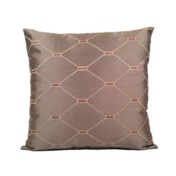 Warm Gray Smokey Taupe Decorative Throw Pillow Cover, Accent Cushion Covers, Silk Blend Embroidery Pillowcase, Designer Geometric Pattern